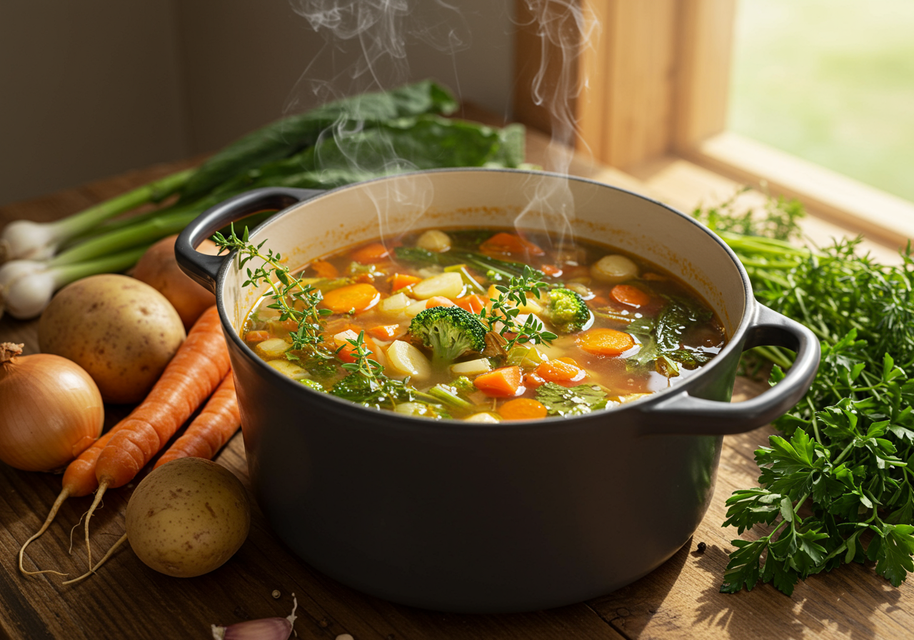 The Art of the “Everything But the Kitchen Sink” Eco-Friendly Soup (for Renters)